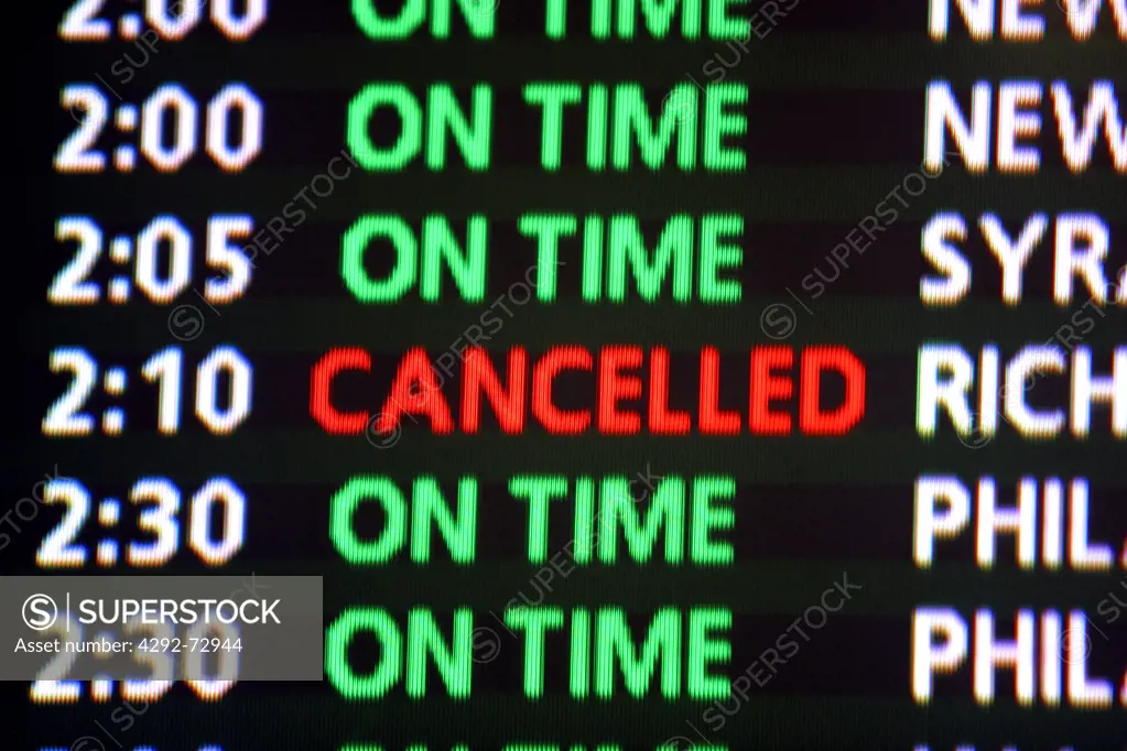 Cancelled Flight on Airport Monitor