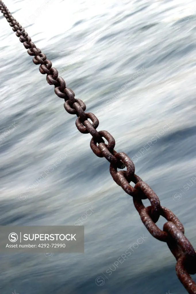 Chain extended over flowing river