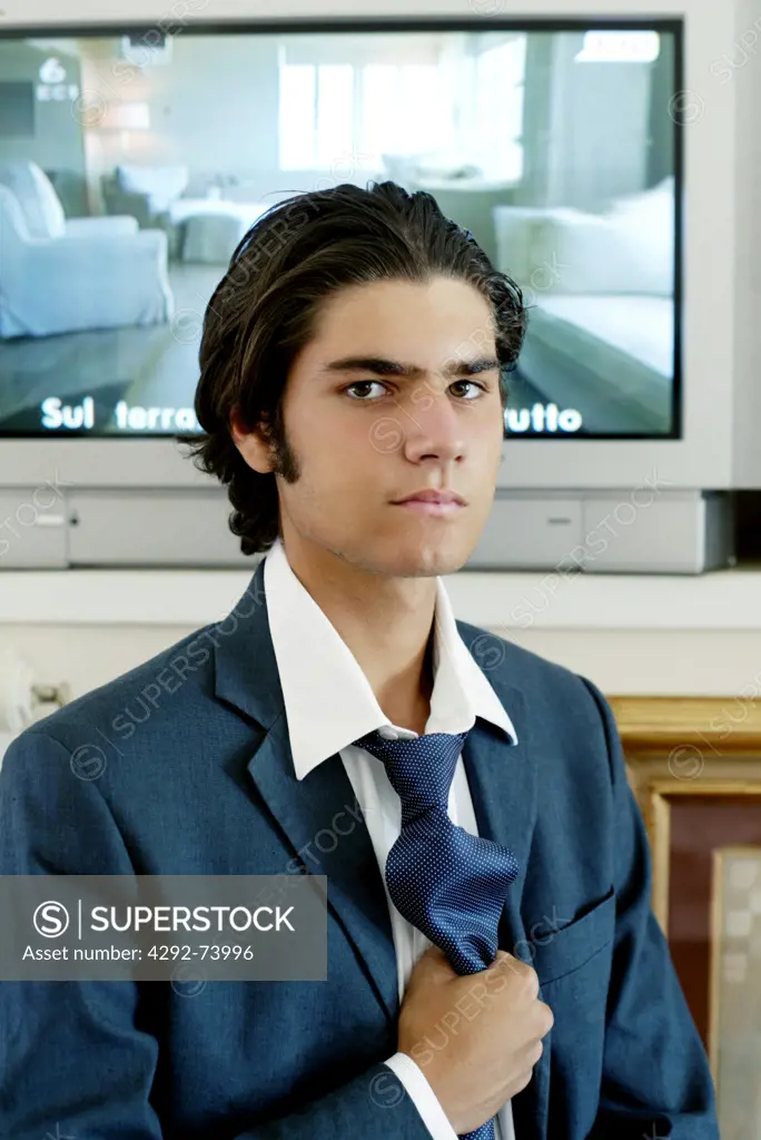 Teenager's portrait with TV