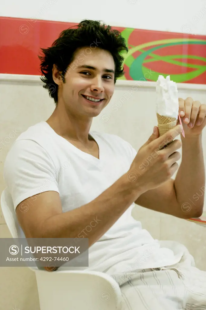 Man eating ice cream