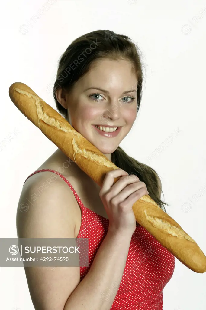 Young woman with baguette