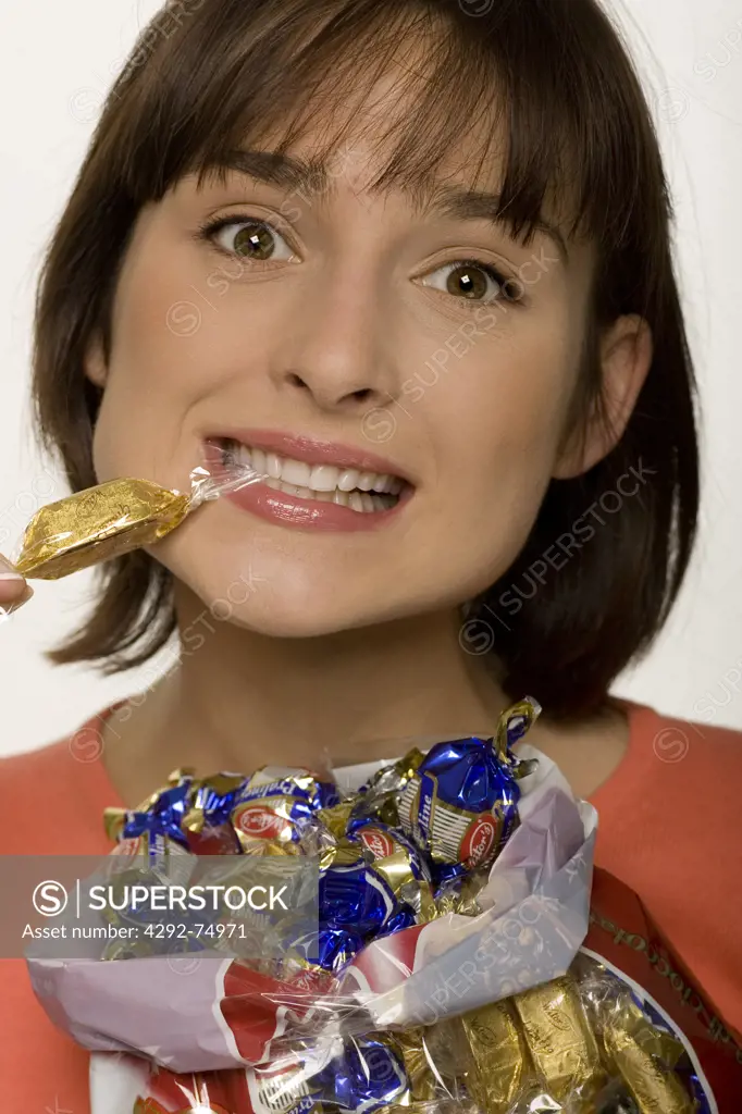Woman's portrait with candies
