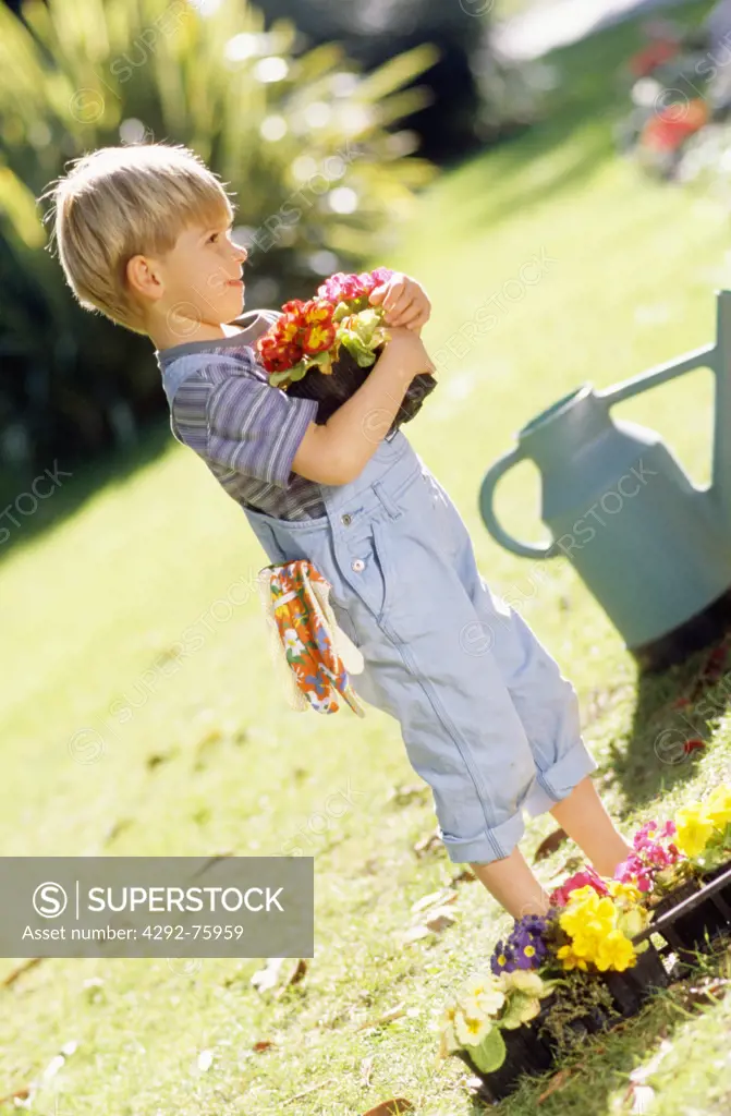 Young boy in the garden