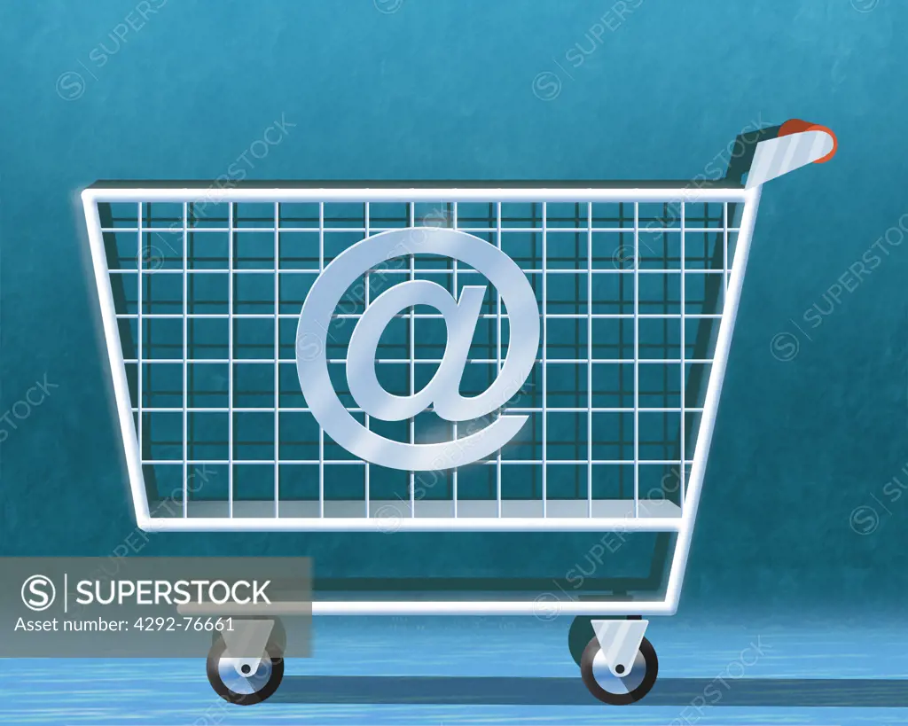 @-sign in shopping trolley