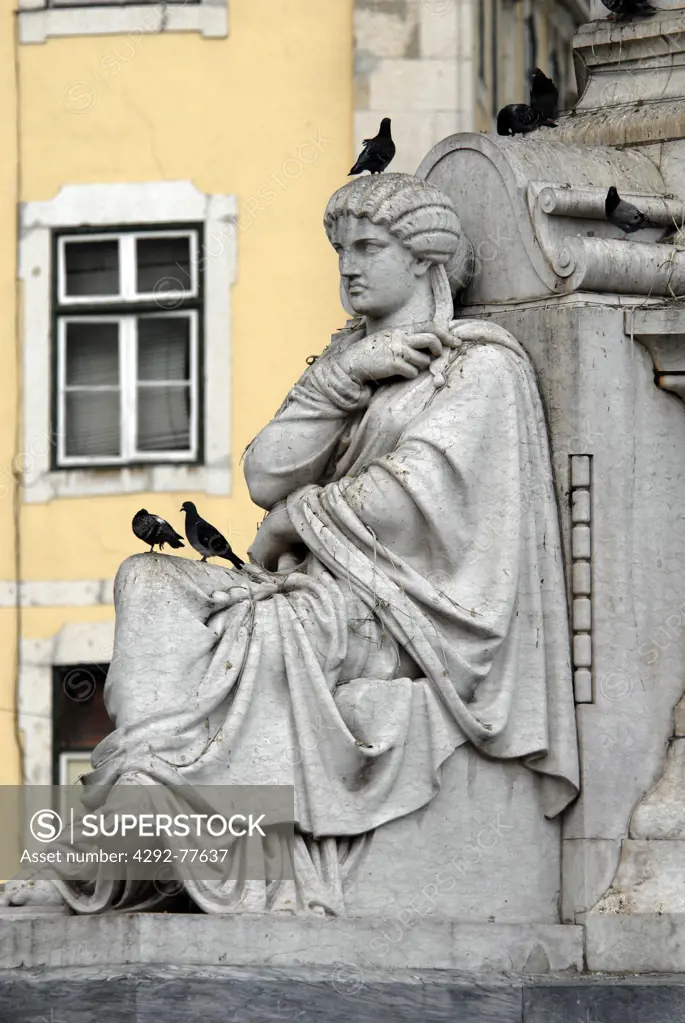 Portugal, Lisbon, statue in Figueira square