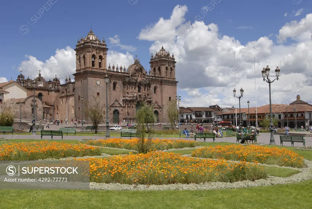 Peru, Cuzco, Plaza de Armas, the cathedral