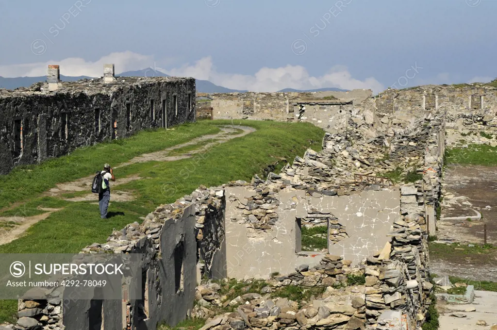 Italy, Liguria, Alpi Liguri, landscape from the Balcone di Marta, with Fortifications of World War Two