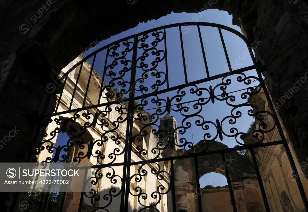 Italy, Liguria, Bussana Vecchia, Wrought Iron Gate