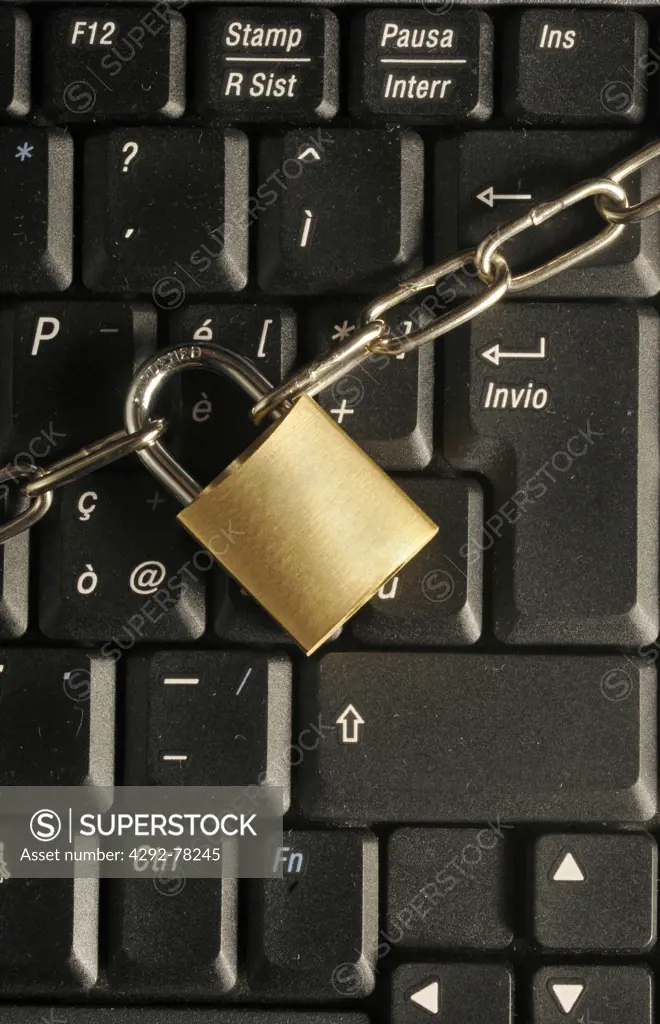 Lock on chain computer keyboard