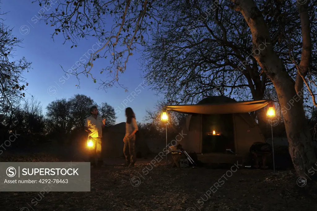Africa, Botswana, Chobe National Park, camp and tends