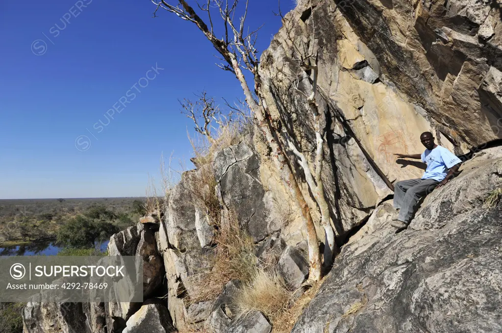 Africa, Botswana, Savuti National Park, rockpaintings of the first century bc
