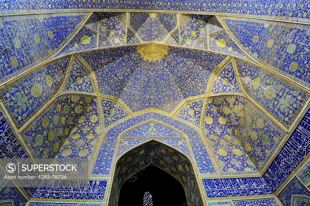 Iran, Isfahan, Shah Mosque, Ceiling, UNESCO World Heritage list