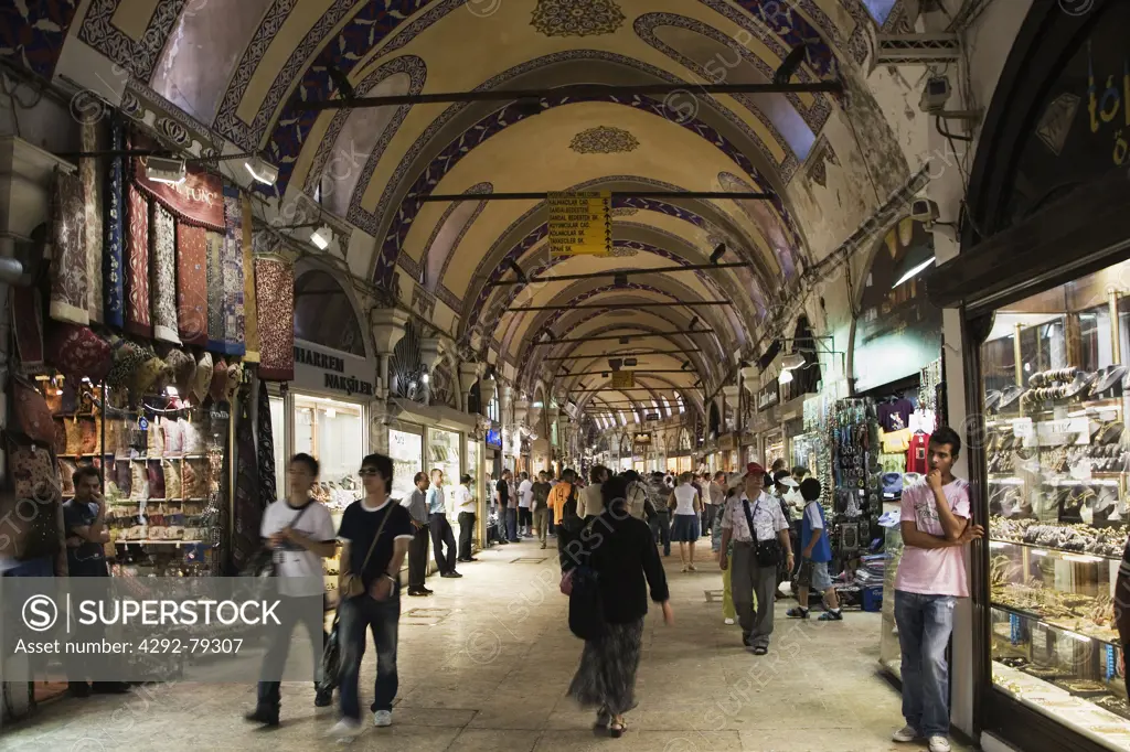 Turkey, Istanbul. Interior of Grand Bazaar (Kapali Carsi)