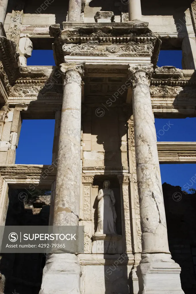 Turkey, Kusadasi, Ephesus, detail of the Library of Celsus