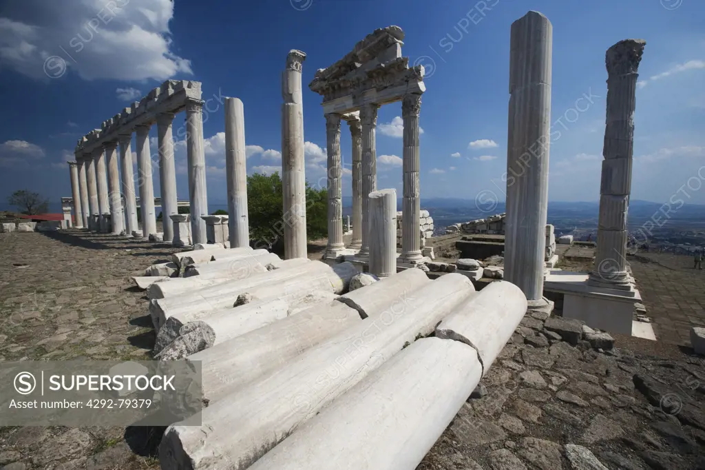 Turkey,Bergama,Pergamon,Corinthian columns of Temple of Trajan