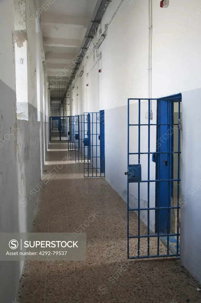 Italy, Sardinia, Asinara island, interior of the prison, cell doors