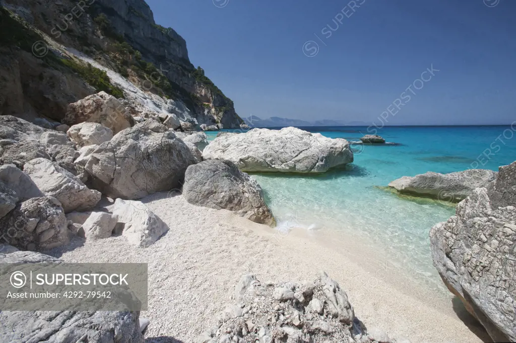 Italy, Sardinia, Orosei, view of Cala Goloritze, Gennargentu and Golfo di Orosei national park