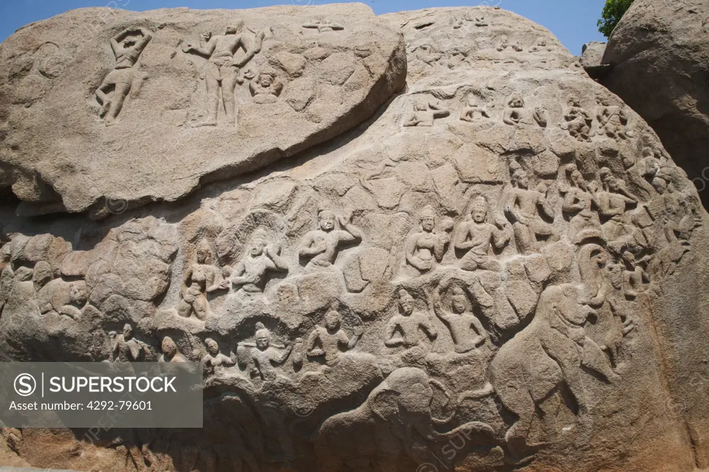 India, Tamil Nadu, UNESCO world heritage, Mahabalipuram, Unfinished bass relief