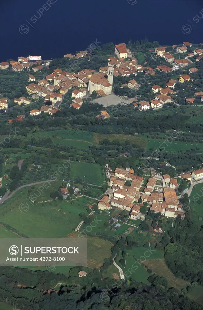 Italy, Lombardy, Lago D'Iseo, Montisola, Siviano, aerial view