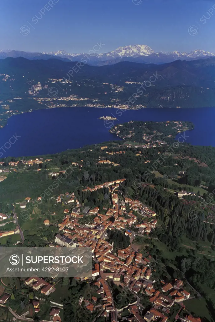 Italy, Piedmont, Orta lake, aerial view