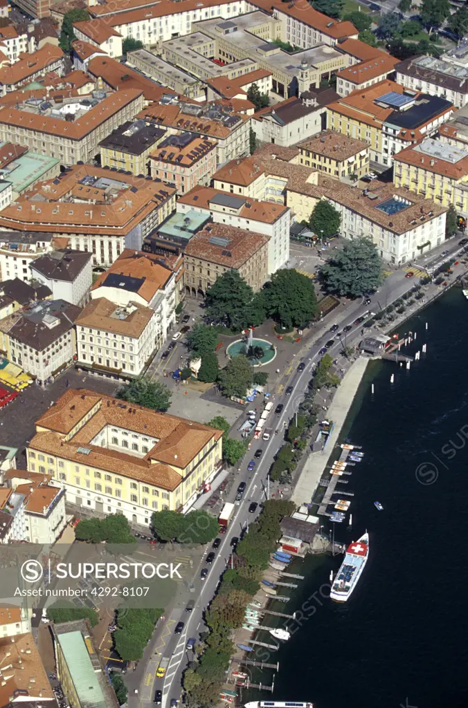 Switzerland, Lugano, aerial view