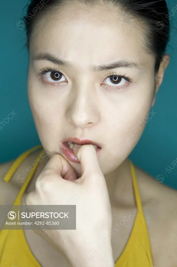 Woman with worried expression