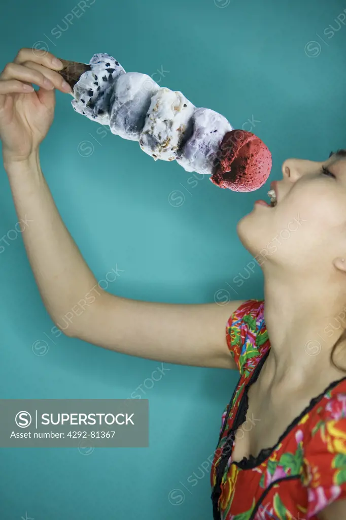 Woman with ice cream cone (digital composite)