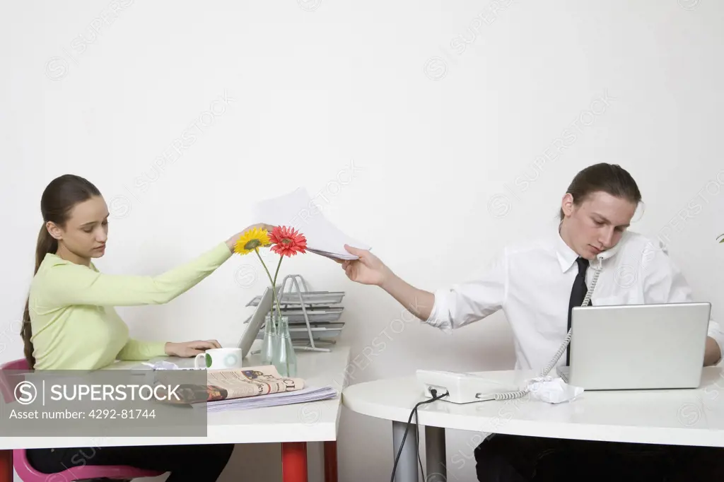 Two employees at office