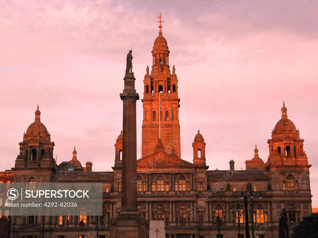 UK, Scotland, Glasgow, George Square, City Hall