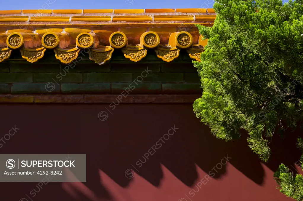 China, Beijing, Ceramics Decoration of a Wall