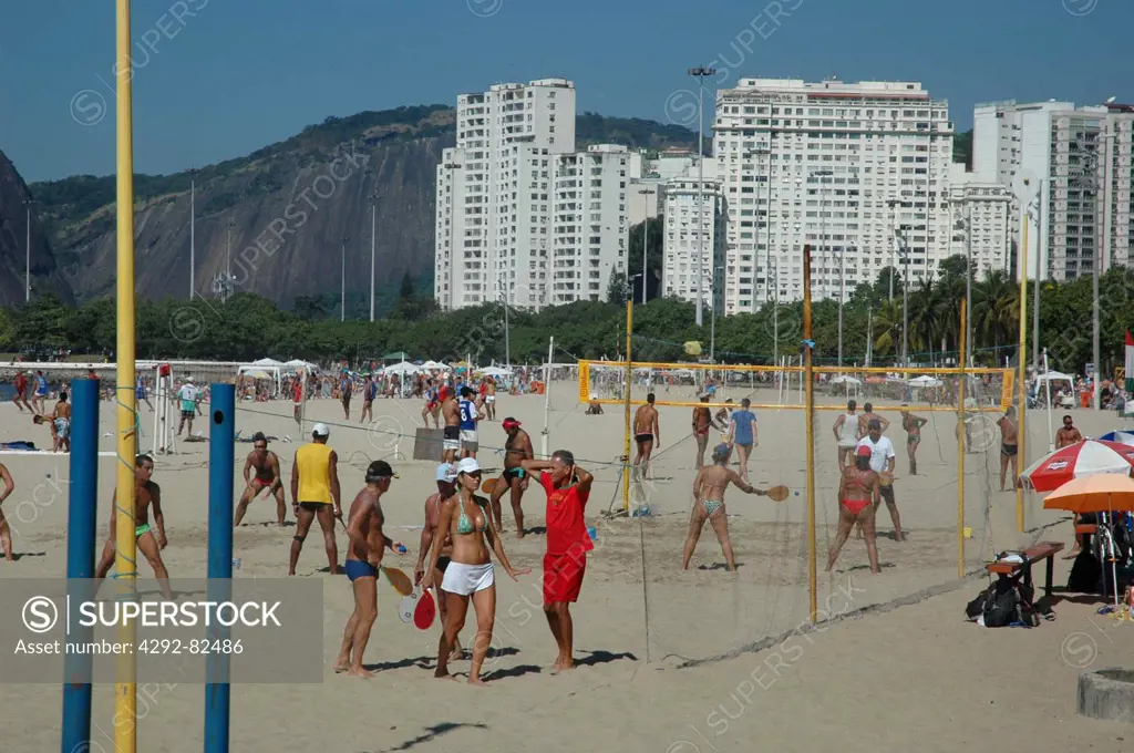 Brazil, Rio de Janeiro, the Frescobol Players Corner at Praia do Flamengo Beach