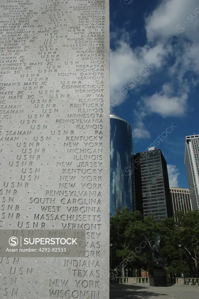 USA, New York City, names of the American soldiers dead during World War II, in Battery Park