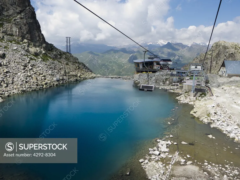 Italy, Lombardy, Alps, Cableway Station at Paradiso Pass