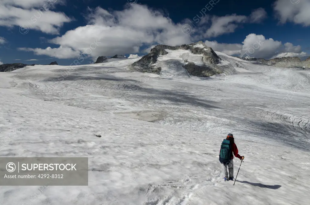 Italy, Trentino Alto Adige, Adamello Brenta Natural Park, Cresta Croce Mountain, Mandrone Glacier,