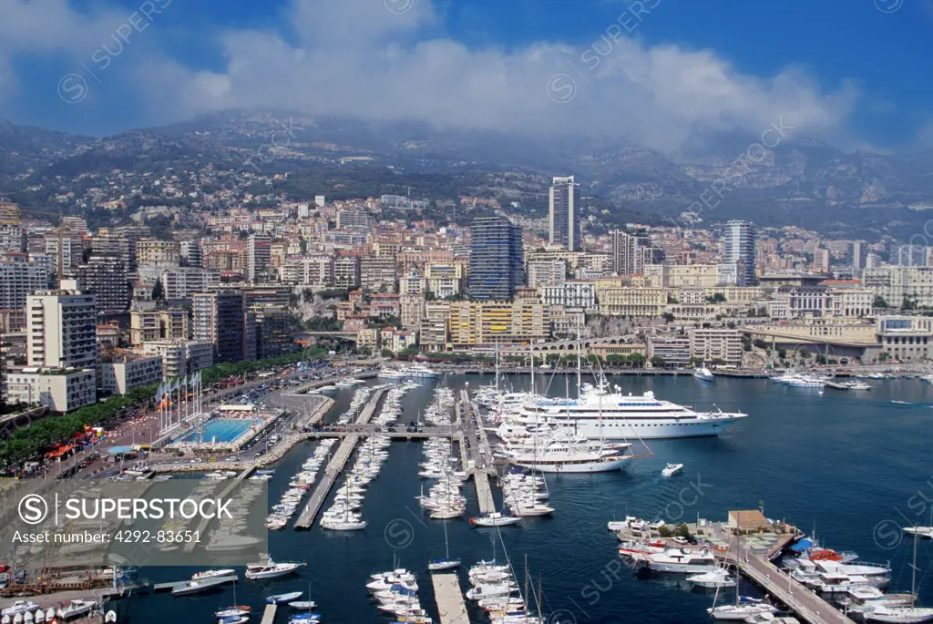 France, The French Riviera, view of Montecarlo harbour