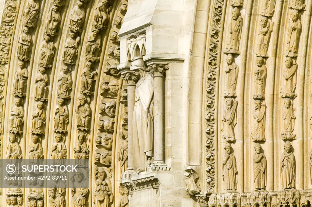 France, Paris, Notre Dame Cathedral, detail