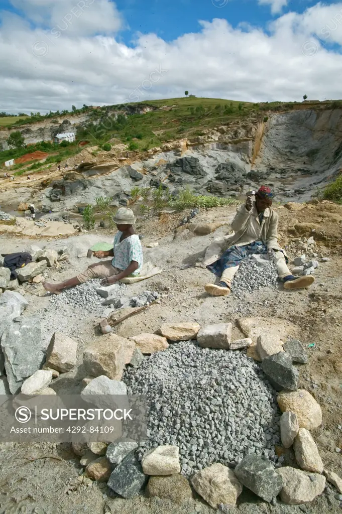 Africa, Malagasy Republic, Madagascar, Antananarivo, Manantenasoa, Stone Quarry