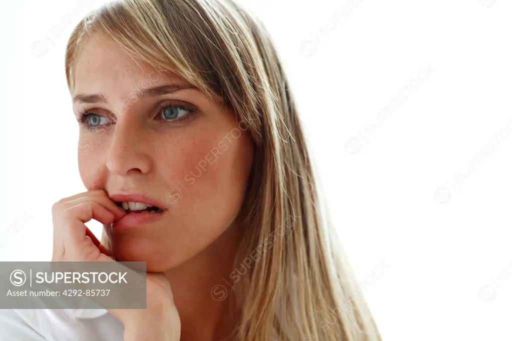 Woman with worried expression