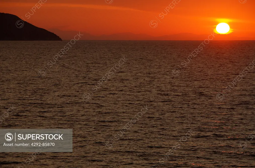 Italy, Elba Island,  Biodola, seascape at sunset