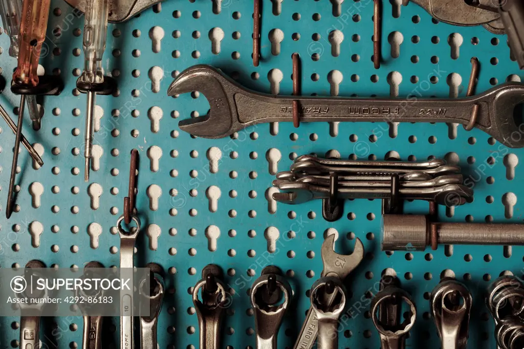 Tools hanging on wall