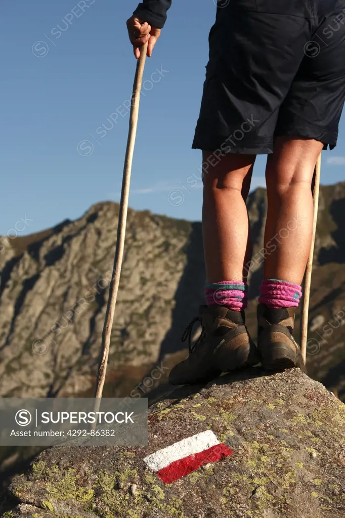 Mountain trekking, legs detail