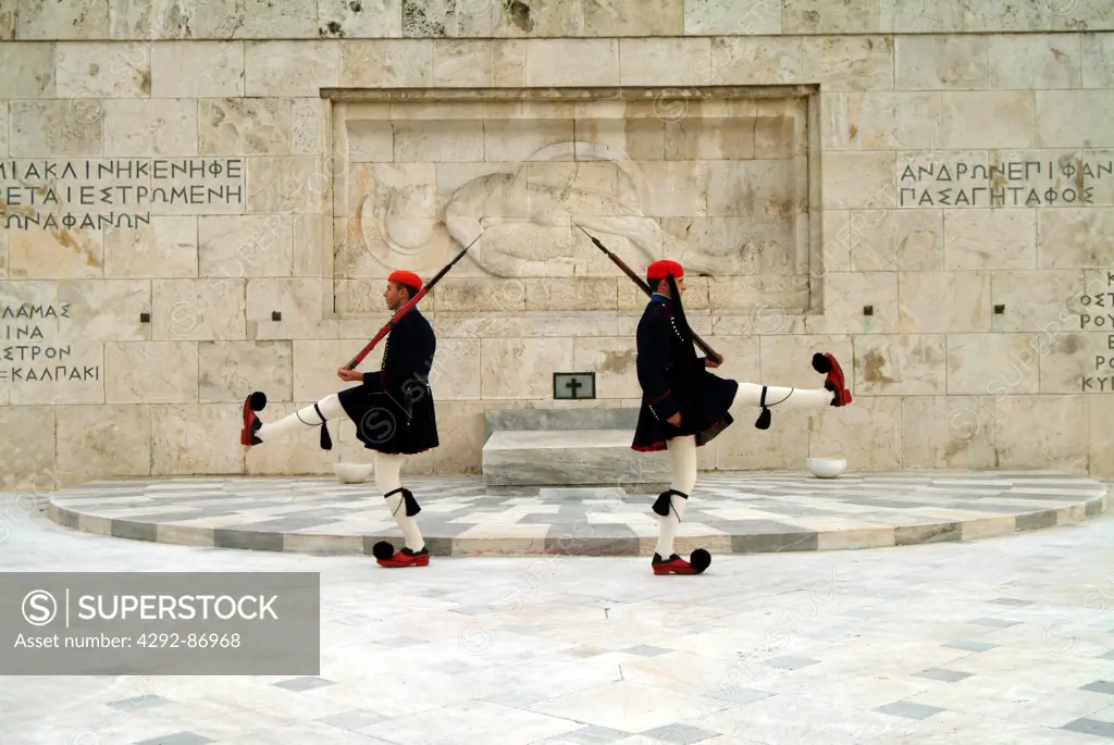 Greece, Athens, changing of the guard in the Parliament