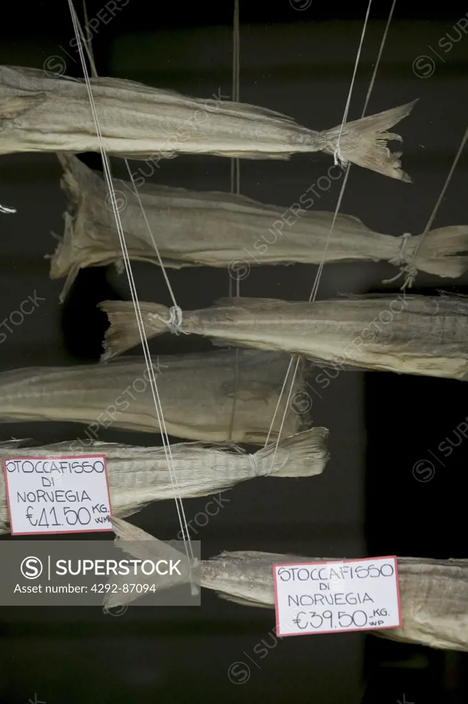 Dried cods on market