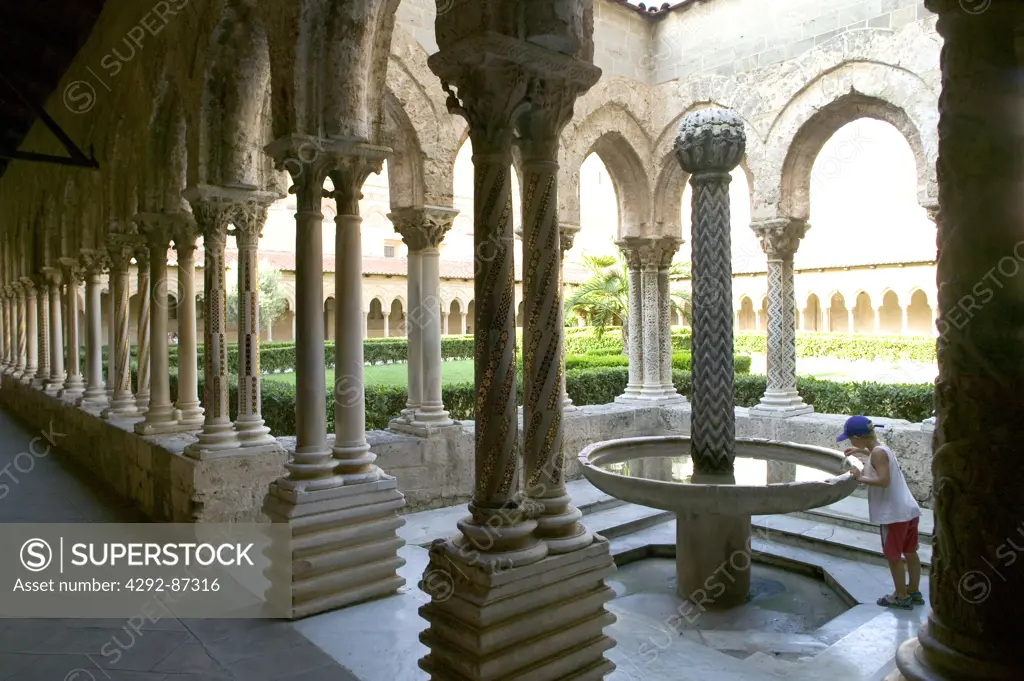 Italy, Sicily, Palermo, Monreale, the cloister