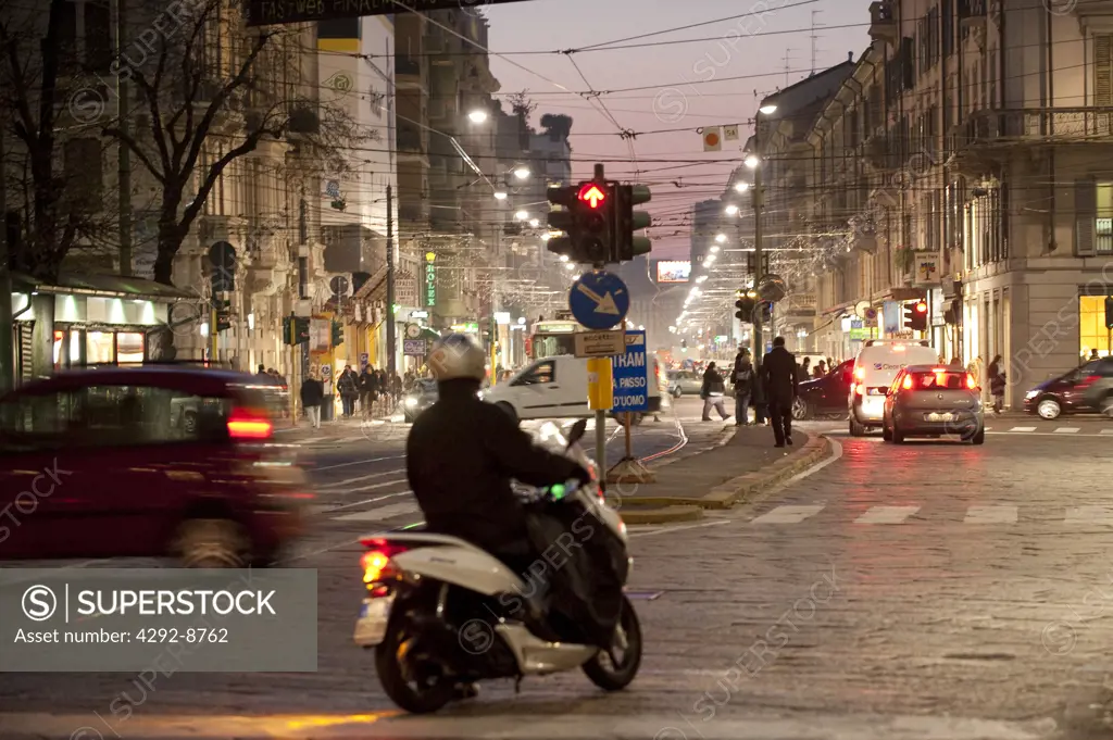 Italy, Lombardy, Milan, traffic in Corso Vercelli