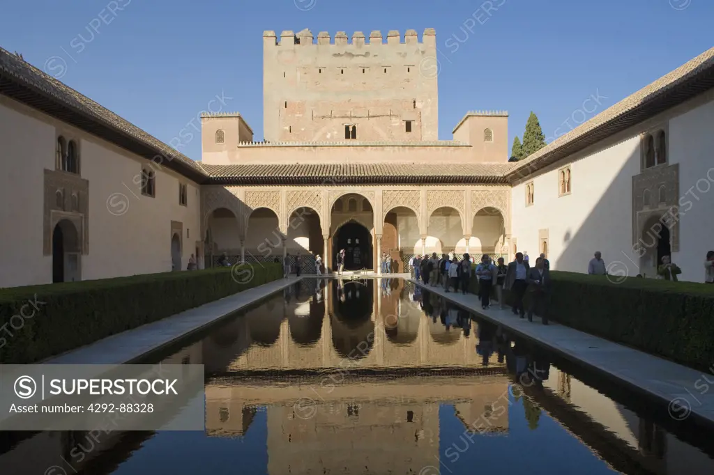 Spain, Andalusia, Granada, The Alhambra, Patio de los Arrayanes