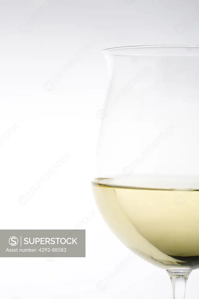 Detail of a white wine glass