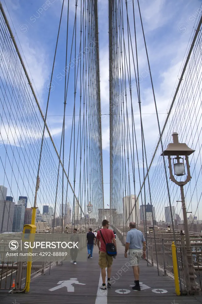 USA, New York, Brooklyn Bridge detail