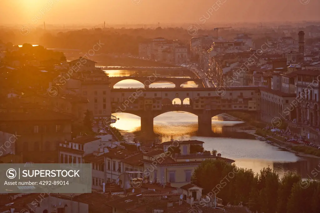 Italy, tuscany, Florence, skyline at dusk.