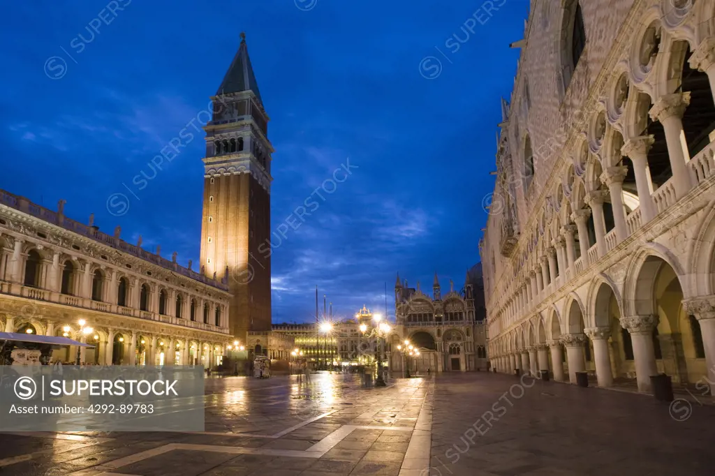 Italy, Venice, Saint Mark's Square at night